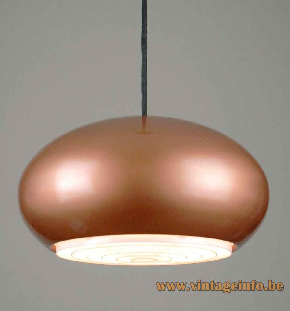 Fog & Morup Medio pendant lamp copper oval globe lampshade grid diffuser 1960s design: Jo Hammerborg Denmark