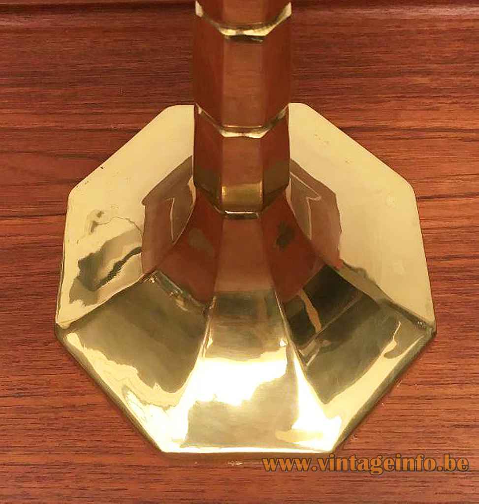 Goldkant Leuchten Cocoon table lamp hexagonal cast brass base & palm tree style rod 1970s 1980s Germany