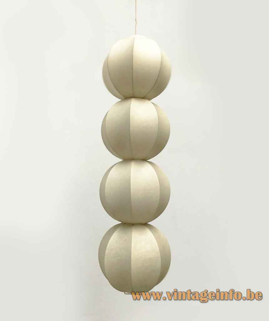 Goldkant Leuchten Kattala chandelier 4 Cocoon plastic globes lampshade 1960s 1970s Friedel Wauer Germany