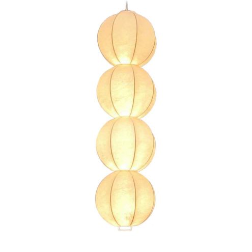 Goldkant Leuchten Kattala chandelier 4 Cocoon plastic globes lampshade 1960s 1970s Friedel Wauer Germany