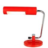 Hala tube desk lamp round red base folded chrome rod adjustable elongated lampshade 1960s 1970s Netherlands