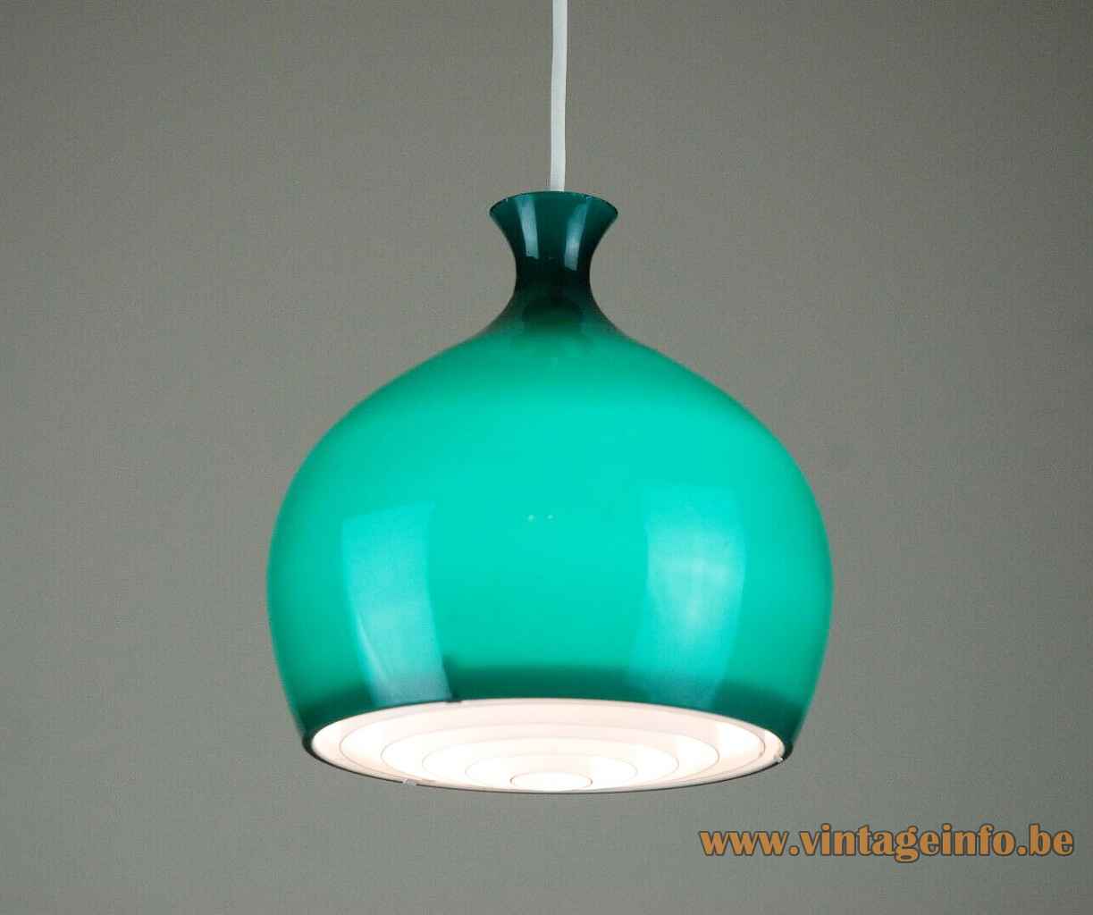 Helge Zimdal Löken pendant lamp green onion shaped glass lampshade 1960s Falkenbergs Belysning Sweden E27 socket
