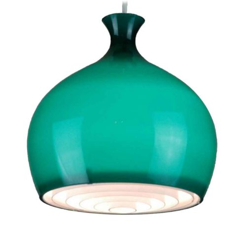 Helge Zimdal Löken pendant lamp green onion shaped glass lampshade 1960s Falkenbergs Belysning Sweden E27 socket