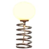 Honsel Leuchten spiral table lamp chrome spring rod base opal glass globe lampshade 1970s Germany