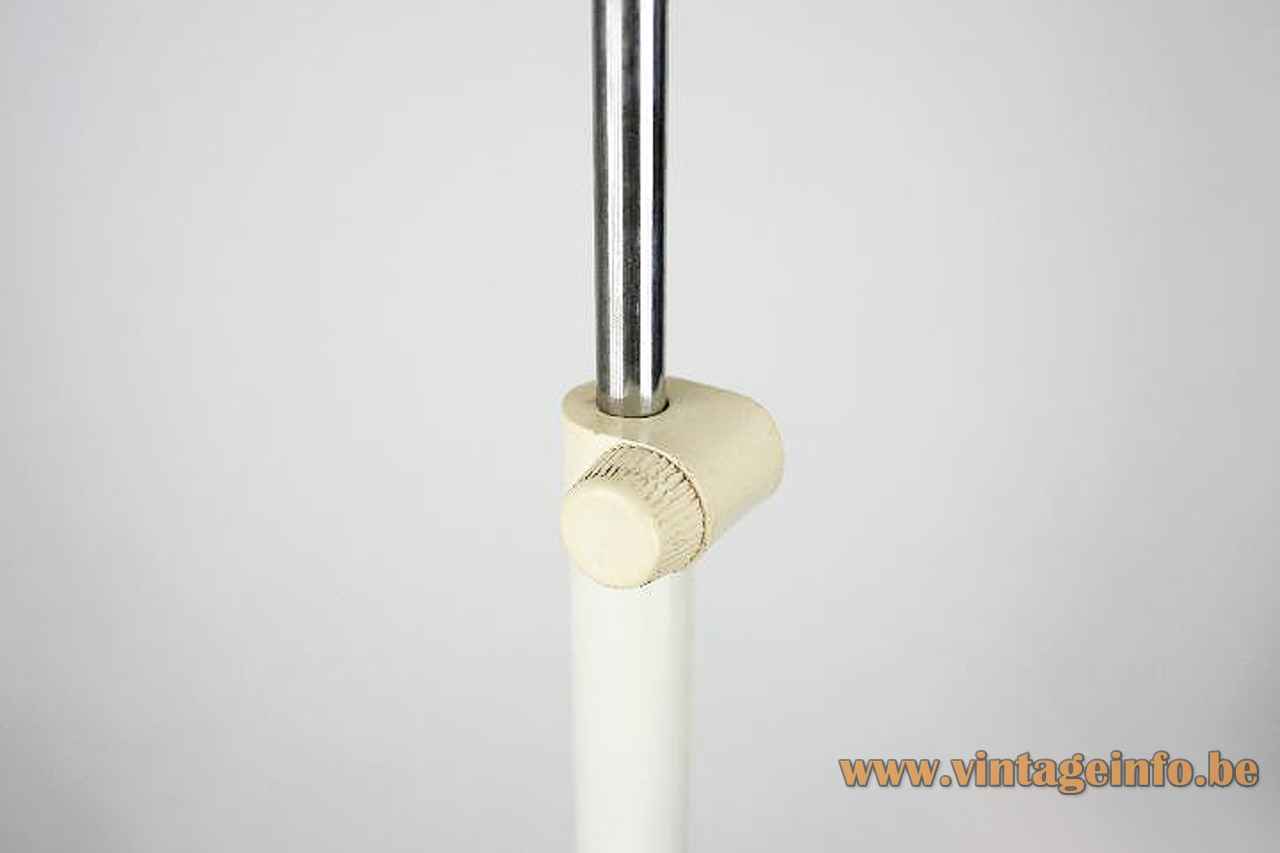 Joan Antoni Blanc mushroom floor lamp white & chrome rod plastic adjustment screw 1960s Tramo Spain