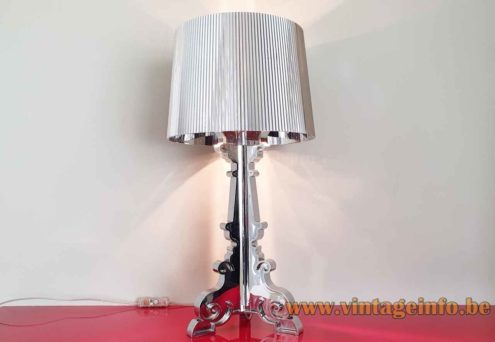 Kartell Bourgie table lamp chromed plastic base ribbed conical lampshade 2004 design: Ferruccio Laviani Italy