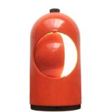 Lightolier Interplay 1 table lamp orange-rod metal eclipse lampshade 1960s 1970s USA ABM Selene Italy
