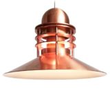 Louis Poulsen Nyhavn pendant lamp copper lampshade rings design: Alfred Homann Denmark E27 socket 1970s 1980s