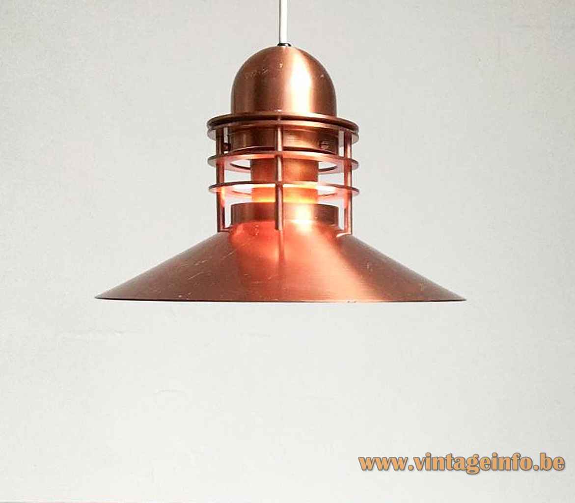 Louis Poulsen Nyhavn pendant lamp copper lampshade rings design: Alfred Homann Denmark E27 socket 1970s 1980s