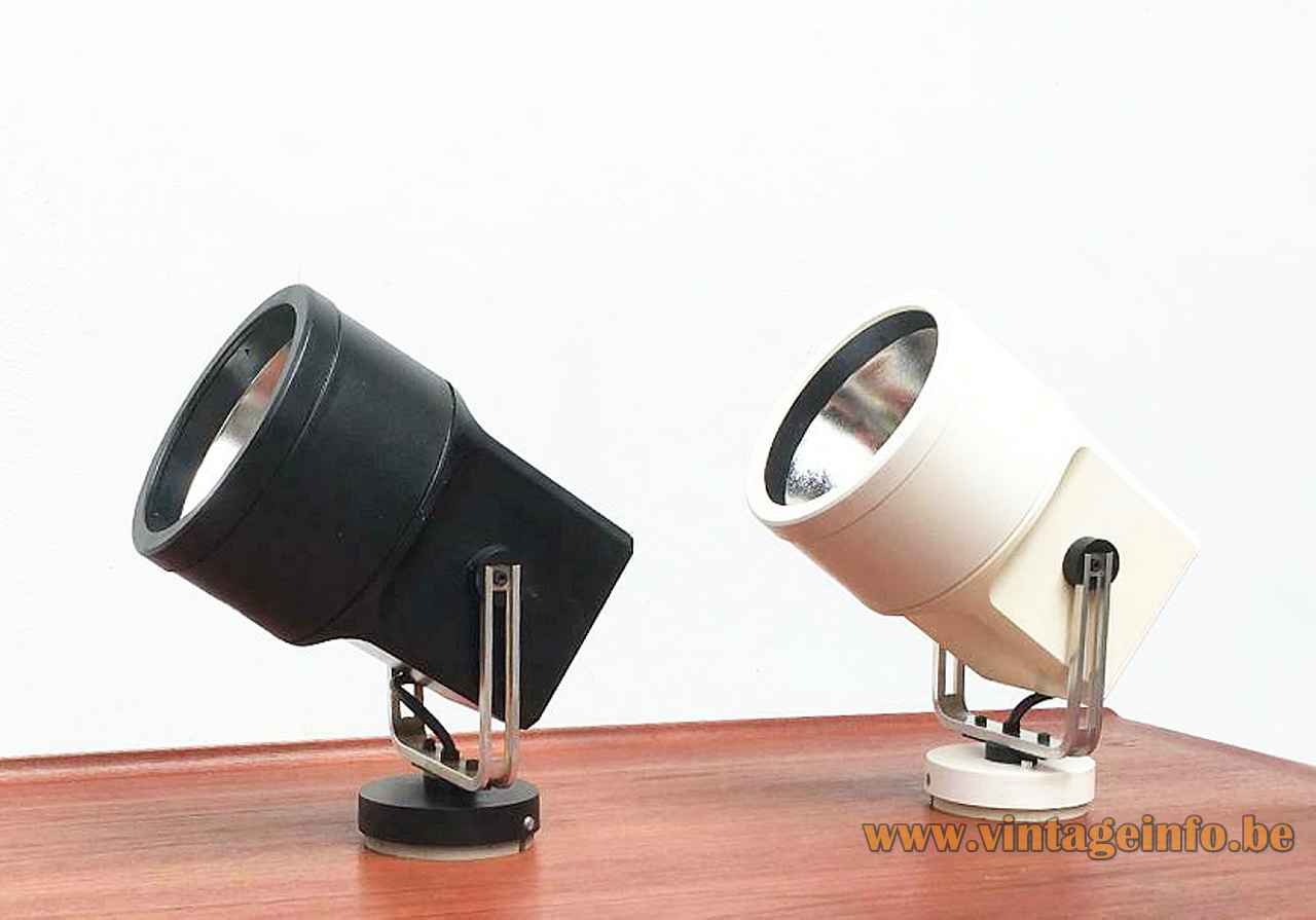Louis Poulsen Unispot lamp 1968 design white & black plastic spotlight lampshade aluminium reflector Denmark E27 socket