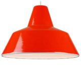 Louis Poulsen Workshop pendant lamp red enamelled industrial metal lampshade 1951 design: Axel Wedel Madsen Denmark