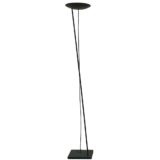 PAF Tao floor lamp square cast iron base long rod black disc lampshade 1980s Italy halogen