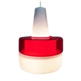 Peill+Putzler duotone glass pendant lamp white opal & clear red hand-blown lampshade 1950s 1960s Germany