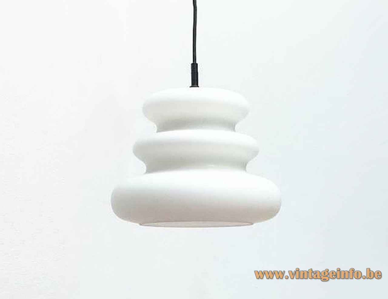 Peill + Puzler AH 1 pendant lamp white frosted opal billow glass lampshade 1960s 1970s Germany