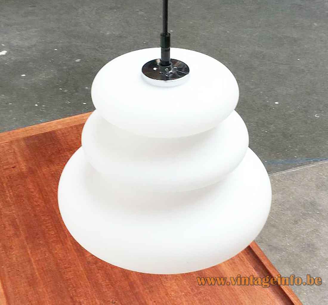 Peill + Puzler AH 1 pendant lamp white frosted opal billow glass lampshade 1960s Germany top view