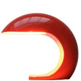 Prisma ceramic table lamp red-orange glazed curved arc lampshade 1970s Italy E27 socket
