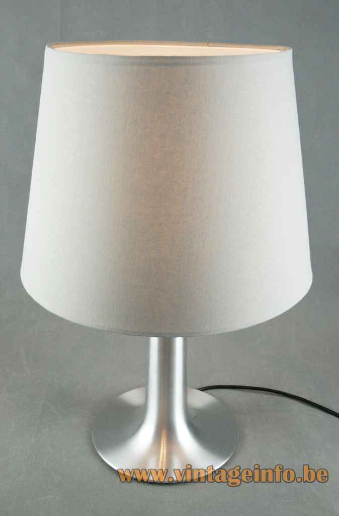 Raak Bazuin table lamp D-2097 conical aluminium base grey fabric lampshade 1960s 1970s Netherlands E27 socket