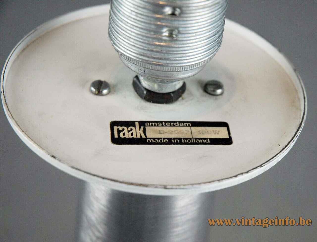 Raak Bazuin table lamp D-2097 label & logo maximum 100 Watt 1960s 1970s The Netherlands E27 socket