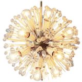 Rupert Nikoll sputnik flowers chandelier brass frame glass beads sunburst lampshade Austria 1950s 1960s Emil Stejnar