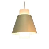 Staff pendant lamp 5635 frosted opal glass diffuser conical pale yellow metal lampshade 1950s 1960s Germany