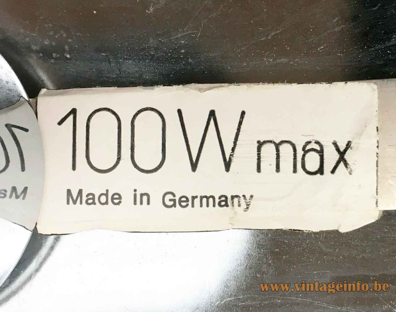 Staff spiral floor lamp rectangular white paper label 100 Watt maximum made in Germany 1970s 