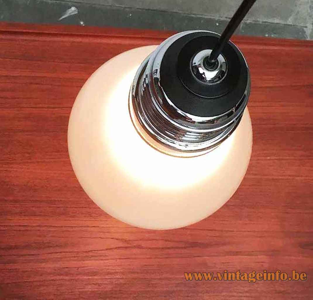 Thomas Alva Edison pendant lamp design: Ingo Maurer bulb lampshade top view Germany 1970s 1980s