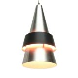 Fog & Mørup Corona pendant lamp round conical aluminium lampshade black ring 1960s design: Jo Hammerborg Denmark