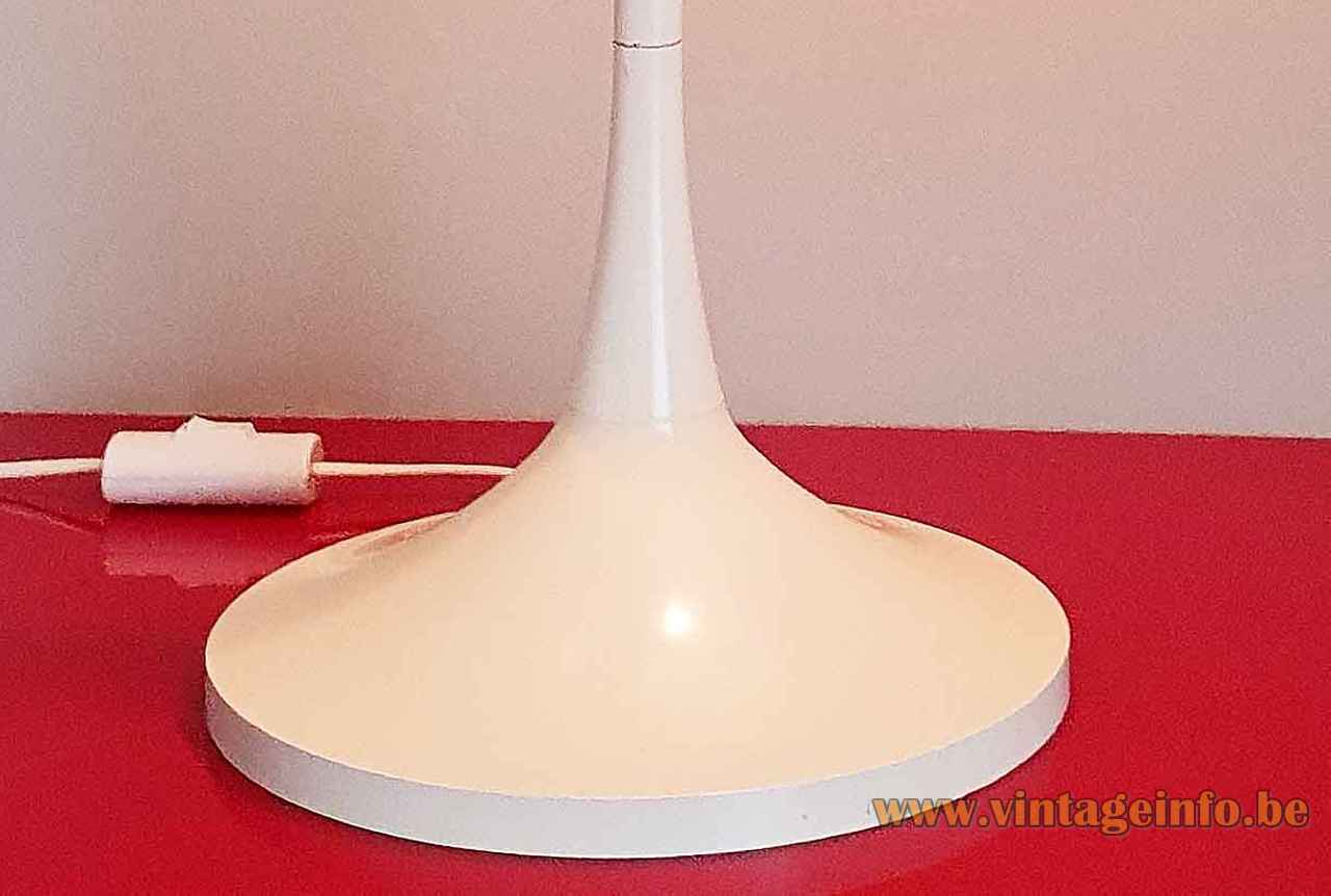 Hala mushroom table lamp round white plastic base conical rod 1960s 1970s The Netherlands 