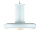 Hans Due Optima pendant lamp white metal disc & tube lampshade 1970s design Fog & Mørup Denmark