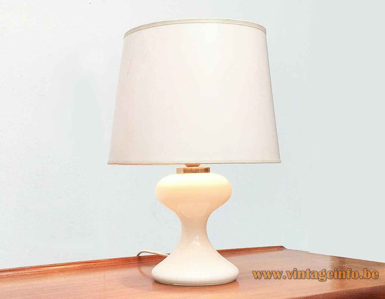Ingo Maurer ML1 table lamp opal glass base conical fabric lampshade 1970s 1980s Design M Germany