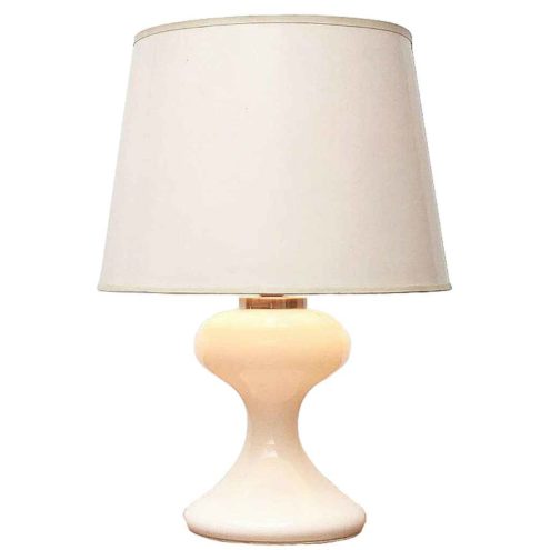 Ingo Maurer ML1 table lamp opal glass base conical fabric lampshade 1970s 1980s Design M Germany