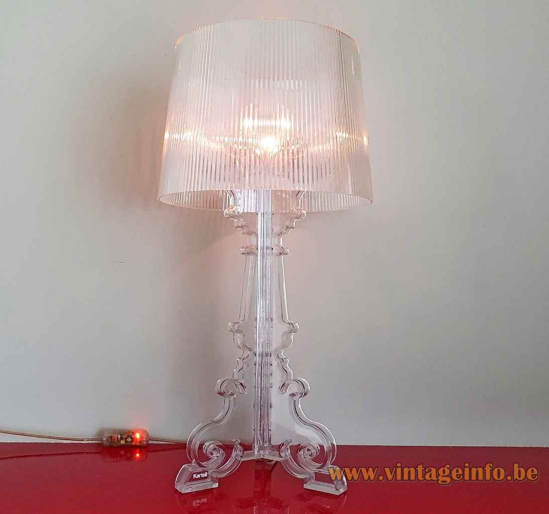 Kartell Bourgie table lamp clear plastic base ribbed conical lampshade 2004 design: Ferruccio Laviani Italy