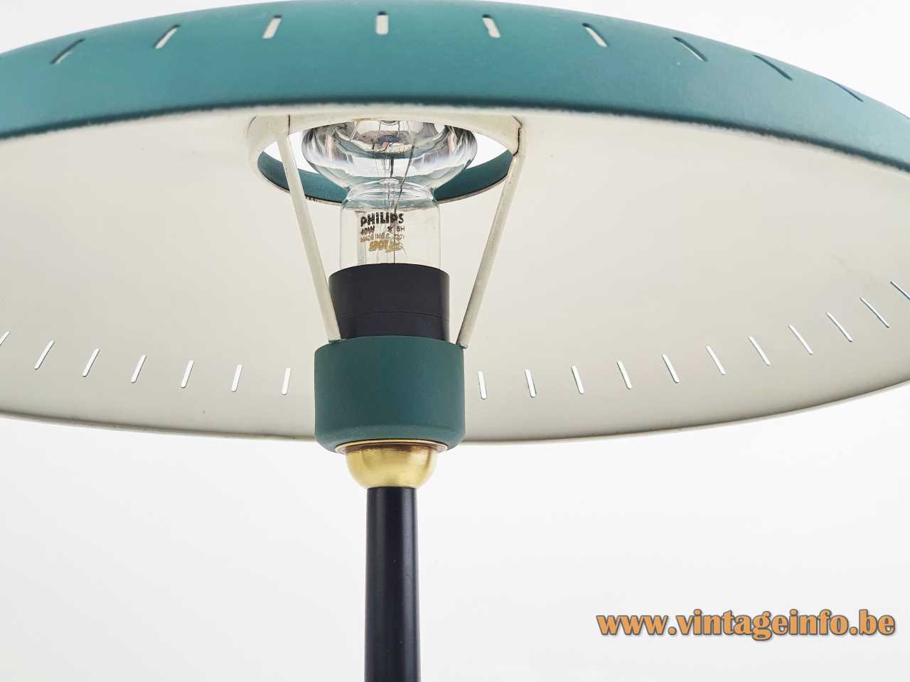 Louis Kalff Senior desk lamp inside white mushroom lampshade E27 socket Philips 1950s 1960s