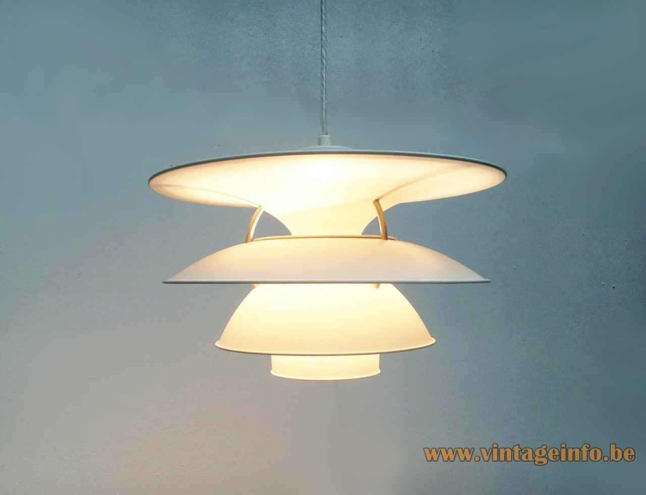 Louis Poulsen PH 5-4 ½ pendant lamp white metal three-shade system lampshade Poul Henningsen Denmark 1980s