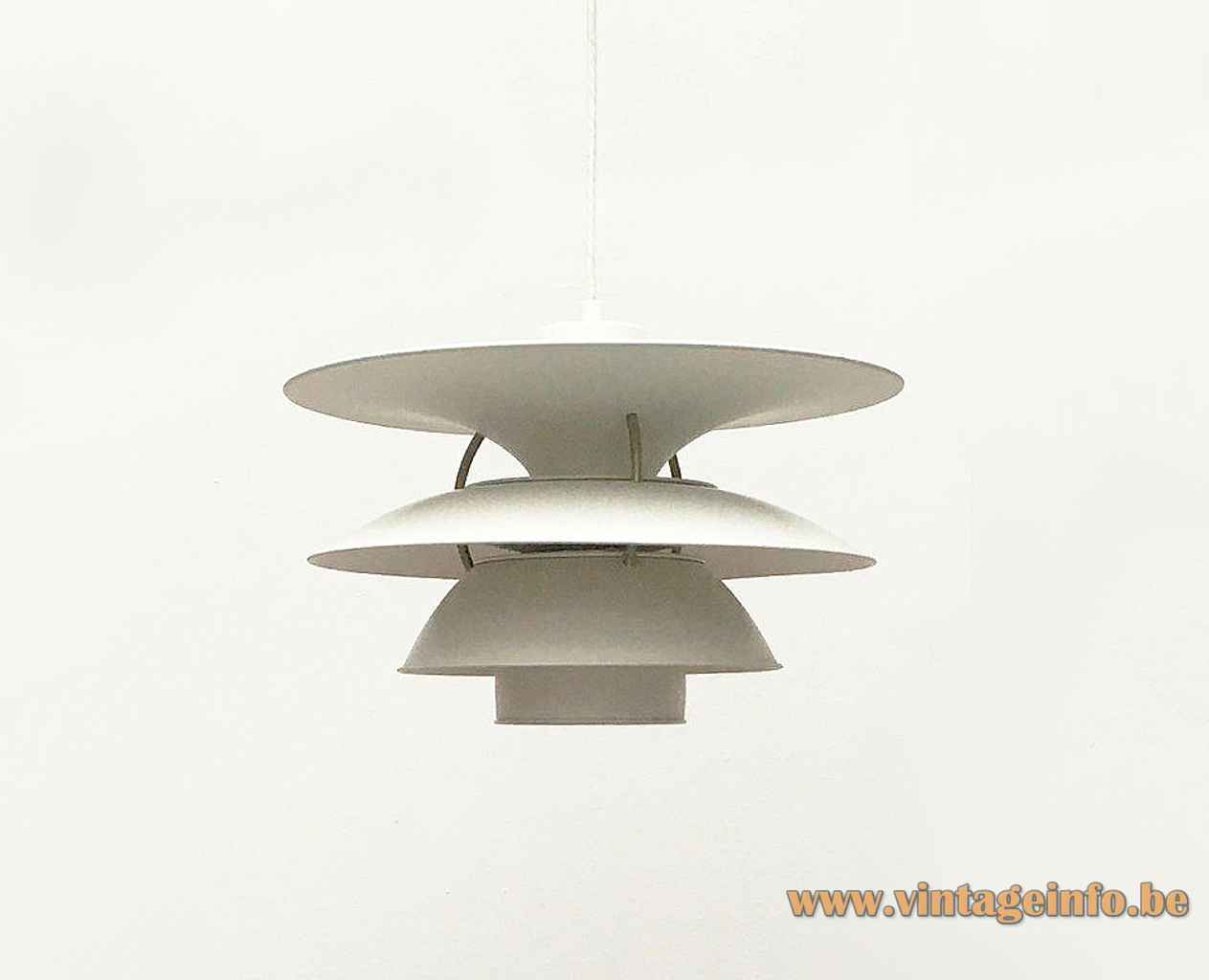 Louis Poulsen PH 5-4 ½ pendant lamp white metal three-shade system lampshade Poul Henningsen Denmark 1980s