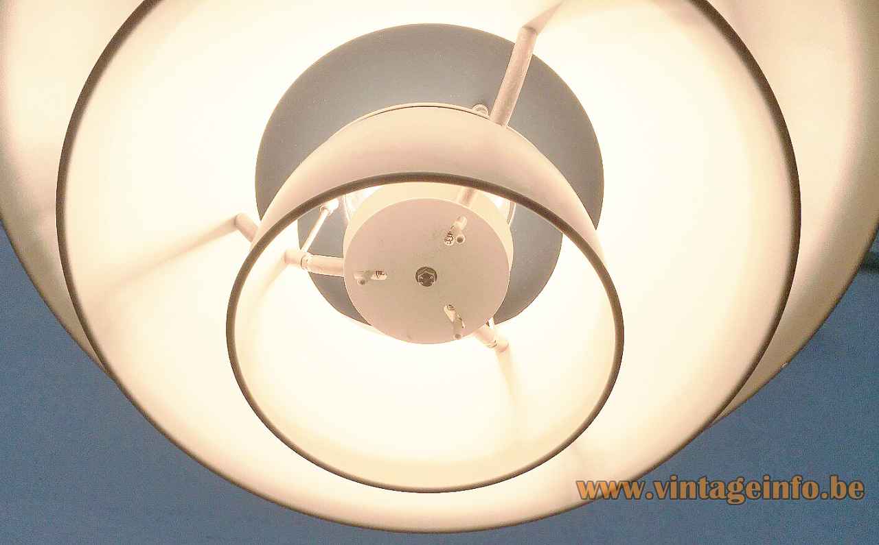 Louis Poulsen PH 5-4 ½ pendant lamp white metal three-shade system lampshade Poul Henningsen Denmark 1980s