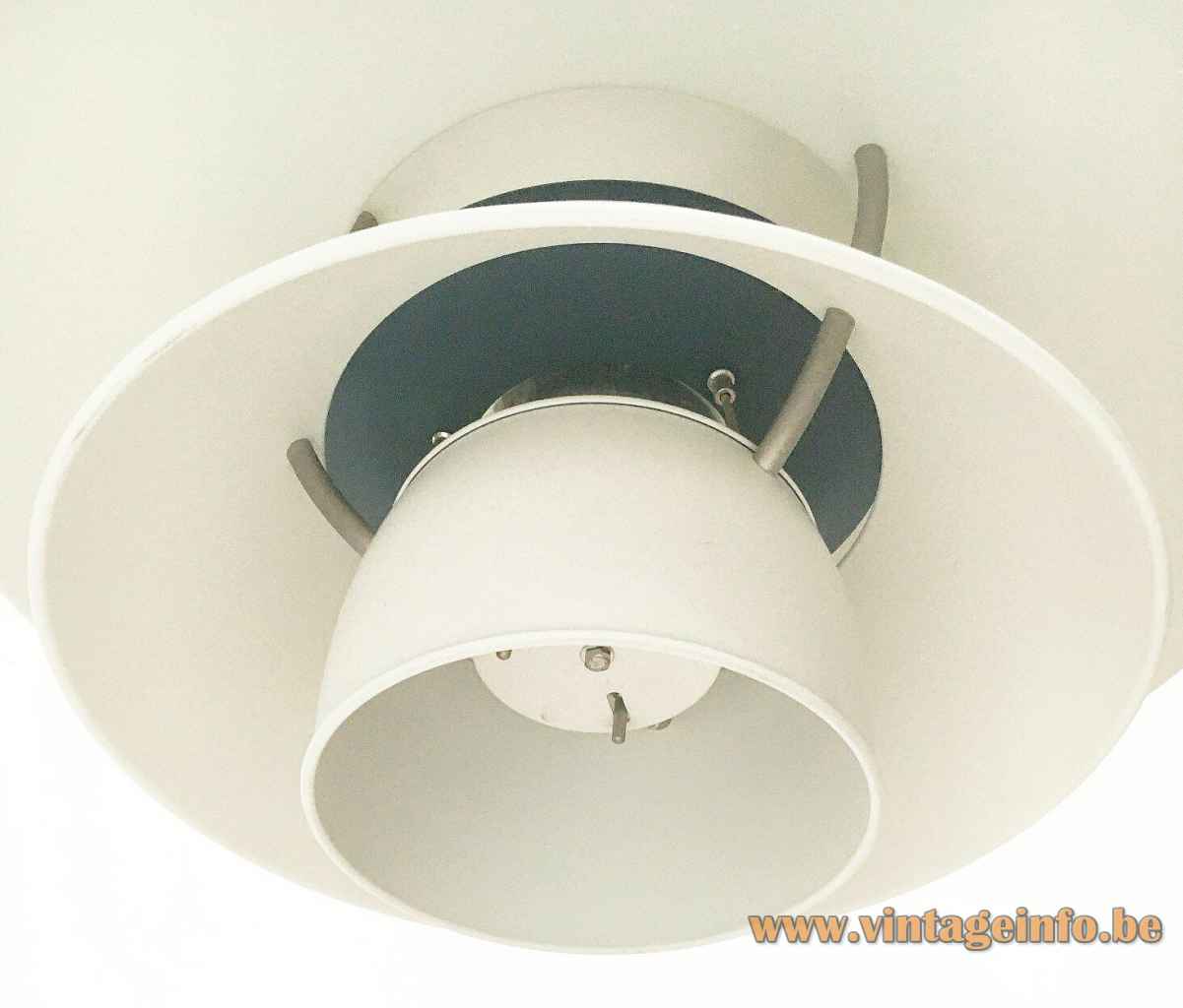 Louis Poulsen PH 5-4 ½ pendant lamp white metal three-shade system lampshade Poul Henningsen Denmark 1980s