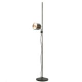 Staff floor lamp 1181 round black base chrome rod adjustable lampshade 1975 design Arnold Berges Germany