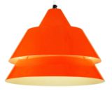 Fog & Mørup Zone pendant lamp conical orange-red aluminium lampshade 1960s 1970s design: Jo Hammerborg Denmark
