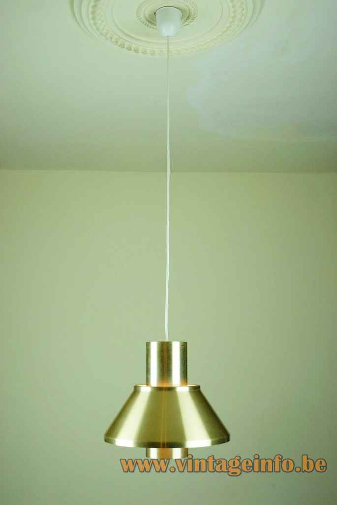 Jo Hammerborg Life pendant lamp round gold anodised aluminium lampshade 1970s Fog & Mørup Denmark E27 socket