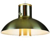 Lyfa Vario pendant lamp half round brass lampshade tube diffuser 1970s design: Acton Bjørn Denmark