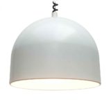 Staff pendant lamp 5515 half round white metal lampshade aluminium reflector 1970s 1980s Germany E27 socket