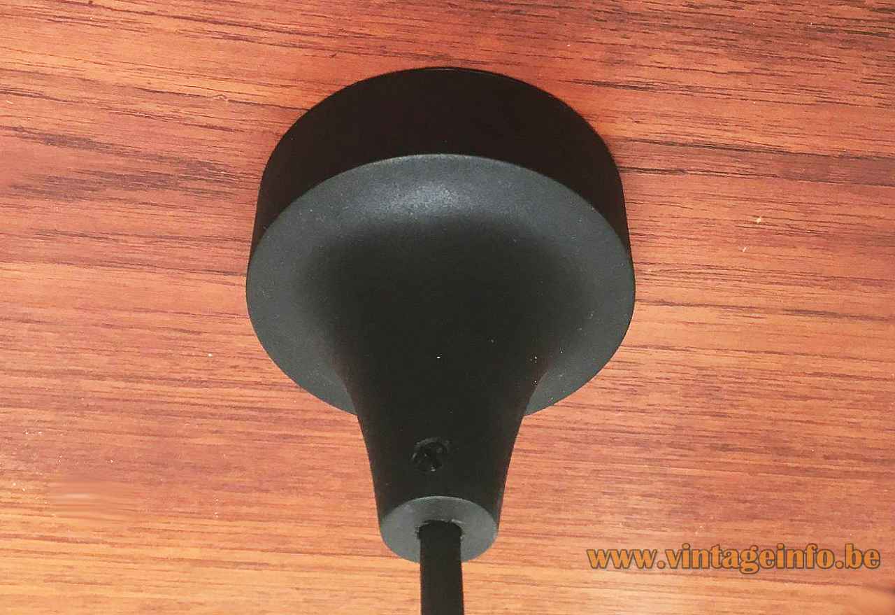 Staff pendant lamp 5515 round & conical black plastic canopy 1970s 1980s Germany