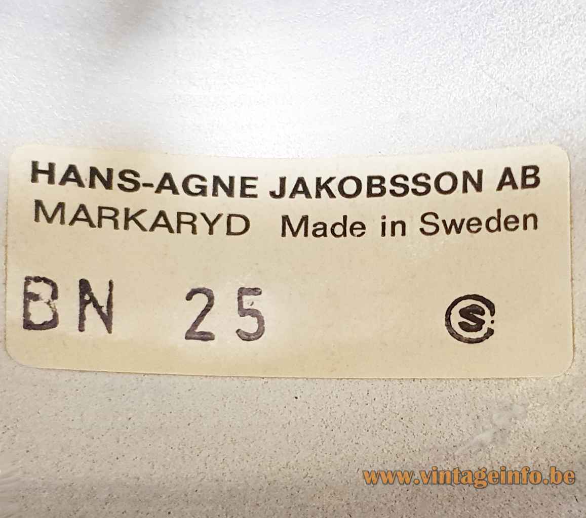 White Lamingo BN 25 table lamp design: Hans-Agne Jakobsson AB label 1960s Markaryd Sweden