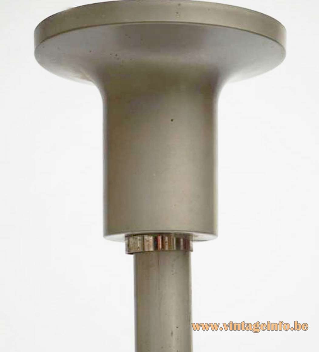 1970s Torpedo chandelier nickel-plated rod & canopy Carlo Aldo Nason Mazzega Murano Italy