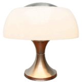 Ecolight mushroom table lamp concave round aluminium base white acrylic lampshade design: Gaetano Sciolari Italy 1960s