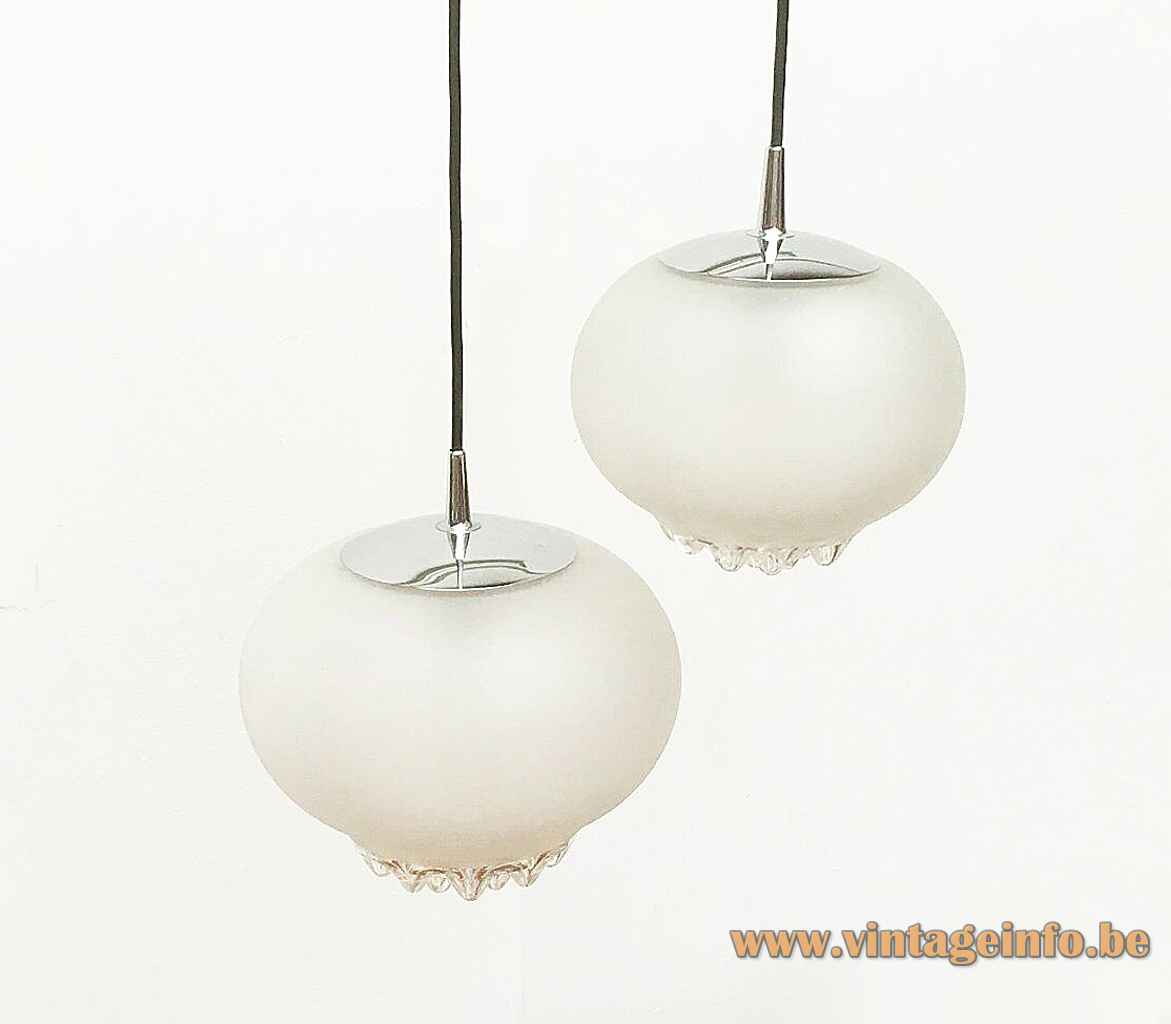 Peill + Putzler AH 43 pendant lamp frosted pumpkin glass lampshade clear droplet icicle bottom 2 sizes
