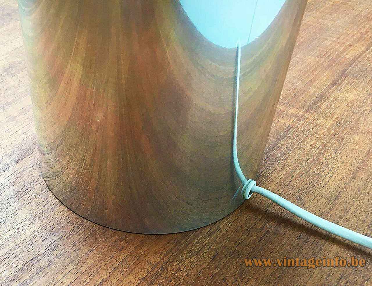 Temde chrome tube table lamp metal cylinder base wire connection back 1970s Switzerland 