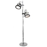Tramo clamp floor lamp round chrome base & rod adjustable black & white lampshade design: Estudi Blanc 1970s