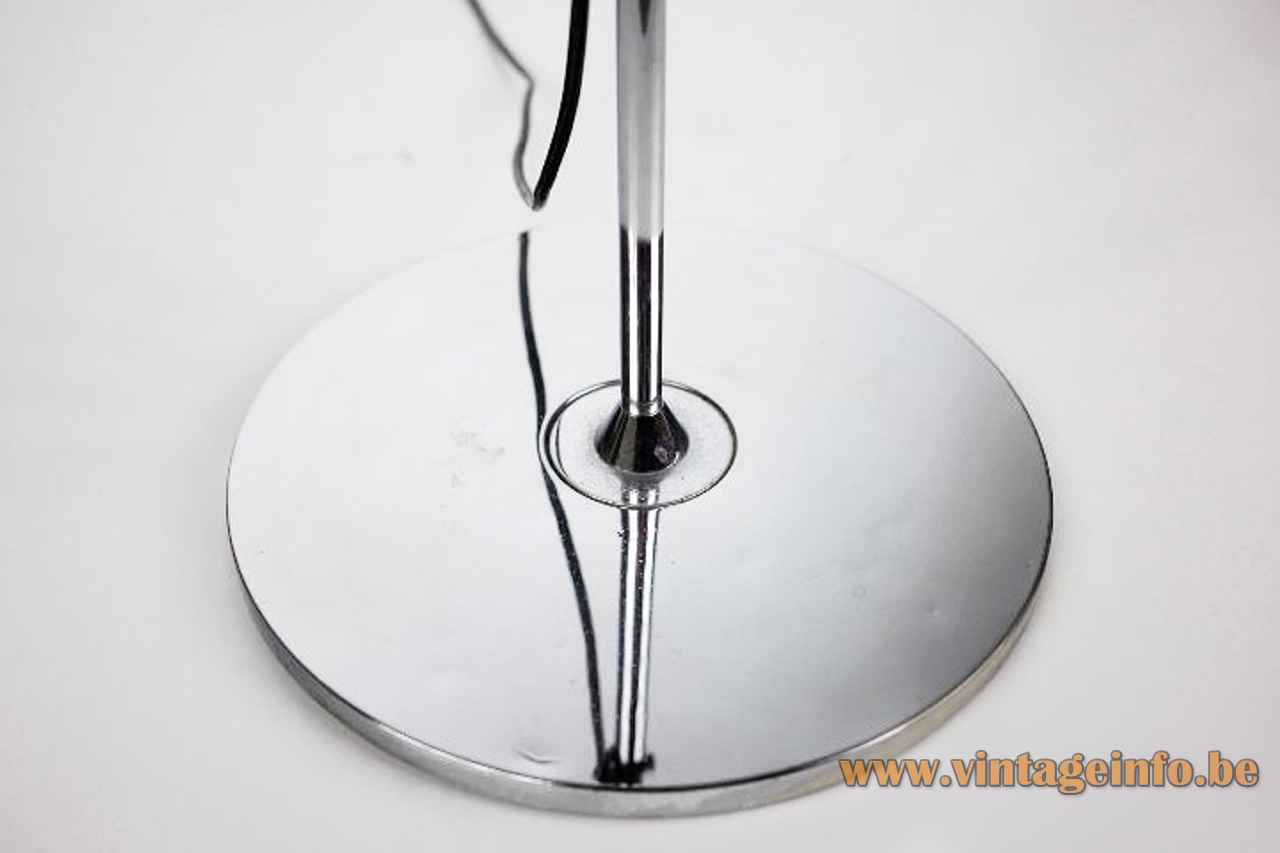 Tramo clamp floor lamp round chrome flat base & rod design: Estudi Blanc 1970s Spain